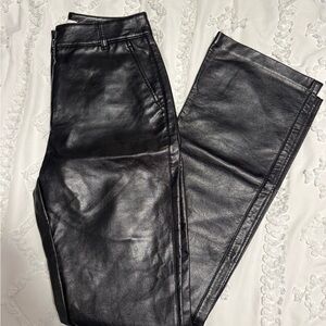 Black Faux Leather Flare Pants